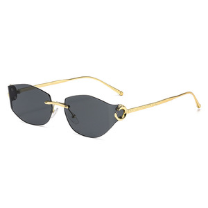 Gafas de sol tipo ojo de gato para mujer, lentes con gradiente azul, montura dorada, protección UV400, para salidas, fiestas y conducción - Product Image 5