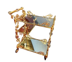 Bomacy Beauty Salon Furniture Royal <strong>Gold</strong> Special Design Working Salon Rolling <strong>Trolley</strong> - Product Image 2