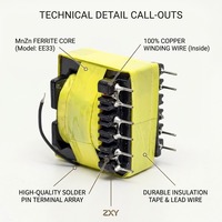 Transformateur Micro Haute Fréquence 12V Mini à Noyau de Ferrite Électrique EE33 520 UH SMPS Flyback Tension Longue Durée de Vie Marque Zxy pour