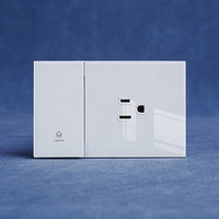 Interruptor de Pared Eléctrico y Enchufe de Vidrio Templado Tipo 118, Interruptor de 1 Vía y 2 Vías con Enchufe de 3 Pines para Tomacorriente Estadounidense