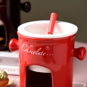 En stock : Ensemble de <span class=keywords><strong>fondue</strong></span> au chocolat en céramique de porcelaine 300 ml, mug à <span class=keywords><strong>fondue</strong></span> au fromage, chauffe-beurre, fourchette, bougie écologique - Product Image 2