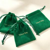 Pochette en velours avec cordon de serrage, impression de logo personnalisée, sac d'emballage cadeau pour bijoux, vente en gros directe d'usine, sac de rangement doux floqué anti-poussière