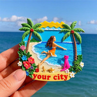 Imán de Resina para Refrigerador con Impresión 3D de Playa, Recuerdo Personalizado, Venta al Por Mayor del Fabricante