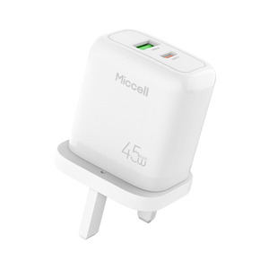 Cargador Rápido Compacto Miccell de 45W GaN con Puertos USB-C y USB-A para Laptop, <span class=keywords><strong>Tel</strong></span>éfono y Viajeros - Product Image 1