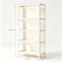 Vitrine moderne en acier avec portes en verre et éclairage LED, bibliothèque à 4 niveaux, meuble de salon gain de place