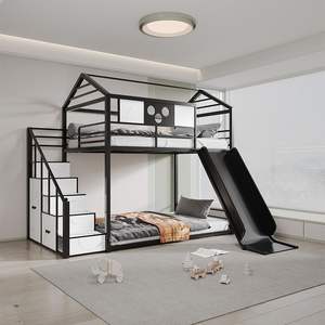 Cama Infantil Moderna Personalizada <span class=keywords><strong>2026</strong></span>, Cama para Bebé con Tobogán, Superventas, Litera para Niños, Dormitorio, Sala de Estar, Metal Resistente, Fácil de Instalar - Product Image 3