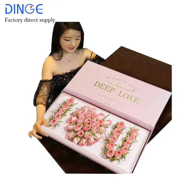 Flower box preserved rose floral mothers day heart wholesale square Gift boxes for Flowers boxes for bouquets package