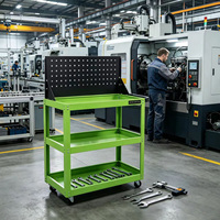 Chariot à outils roulant portable de haute qualité à 3 niveaux avec panneau perforé, établi de mécanicien pour la réparation automobile en garage