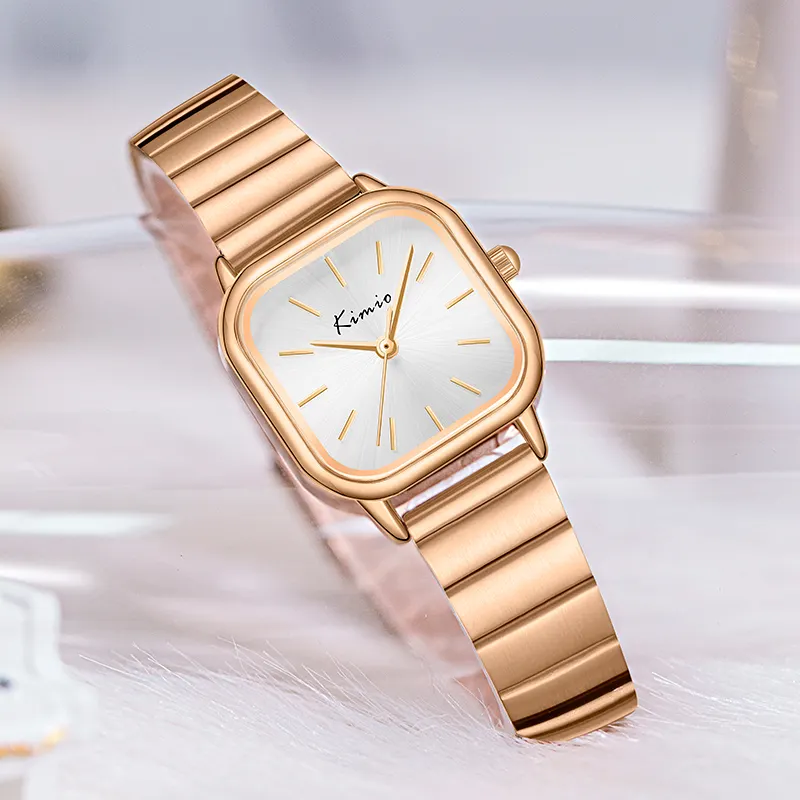 High quality Stainless steel band and back elegant women quartz gold watches for women