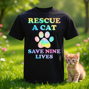 T-shirt Tie-Dye « Sauvez un chat, sauvez neuf vies » pour les amoureux des chats – Vêtement promotionnel pour les passionnés de chats - Product Image 3