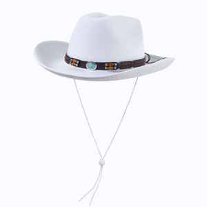 Chapeaux de cowboy en feutre mexicain avec perles en bois et logo personnalisé, style occidental violet pour femmes, mode européenne et américaine, vente en gros - Product Image 3