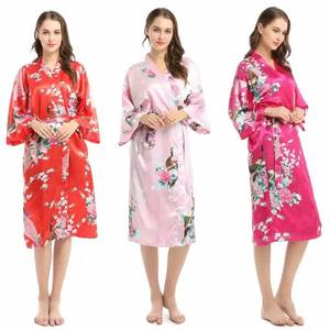 Venta al por mayor Sexy camisón mujer largo encaje Albornoz algodón poliéster spandex Femme Robe - Product Image 2