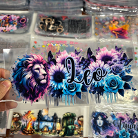 Autocollants UV DTF pour gobelets, vente en gros directe d'usine, 16 oz, motifs floraux, imperméables, pour gobelets à boissons