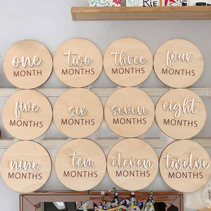 Disques de jalons pour bébé de 12 mois, cartes de jalons pour nouveau-né, accessoire <span class=keywords><strong>photo</strong></span> pour nouveau-né, cartes de jalons en bois - Product Image 4