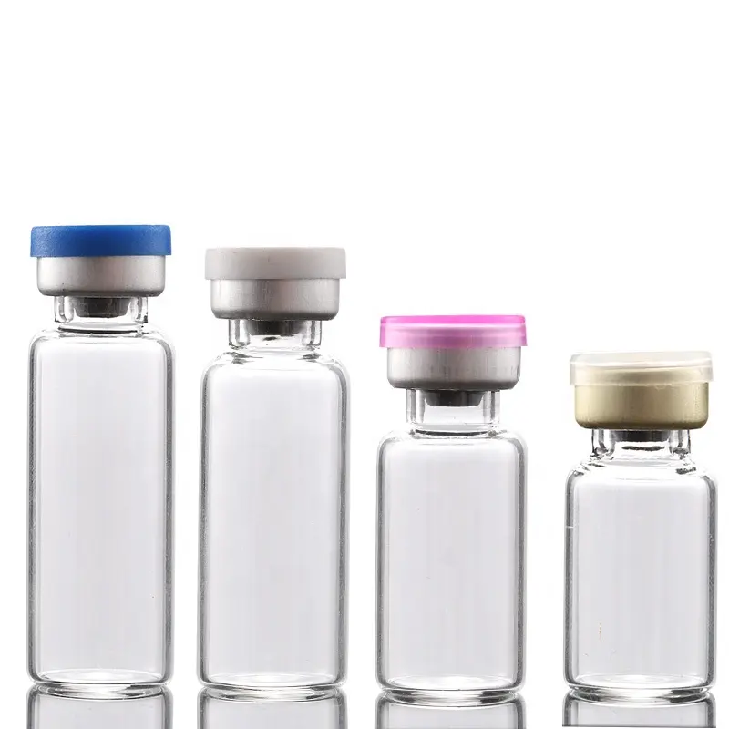 Botol Obat Kaca Kimia Tabung Transparan 10 Ml Kustom dengan Tutup Butil