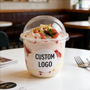 ถ้วยพลาสติกแบบใช้ครั้งเดียวขนาด 6 ออนซ์ 32 ออนซ์ ผนังชั้นเดียว 90 มม. พร้อมฝาแบบมีร่อง สำหรับใส่โยเกิร์ตและของหวาน - Product Image 3