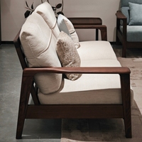 Canapé en bois massif de style minimaliste nordique, coussin amovible et moelleux, ensemble de meubles de salon