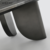 WBERT Table basse nordique en bois massif avec thé en marbre Design extraterrestre créatif Lumière italienne Luxe Style moderne Maison Réunion Ciment