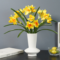 Narcisse Bouquet Saint Valentin Cadeau Soie Fleur Jaune Bouquet pour Centres De Table De Mariage