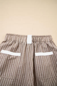 Dear-Lover Venta al por mayor Mujeres Brown Stripe Cordón Cargo Casual Jogger Pantalones con bolsillos - Product Image 3