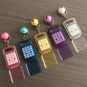Mini Calculator With Bell Keychain 8 Digit Student Handheld Flip Calculator For Children Colorful Portable Design - Product Image 2