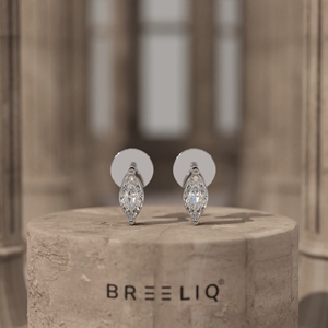 Boucles d'oreilles clous en or blanc 14 carats avec diamant marquise, élégantes, solitaires, taille brillant, bijoux fins - Product Image 3