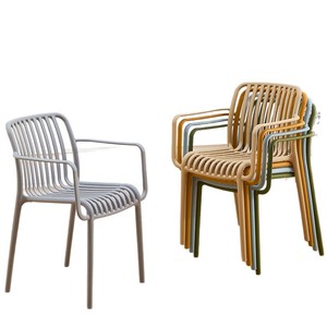 Vertical bar hollowed-out chair - simple <b>dining</b> chair suitable for home use can be stacked <b>armchair</b> with armrests balcony le - Product Image 1