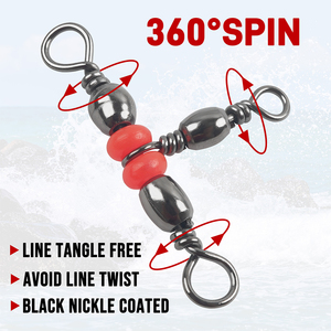 Connecteur à trois voies avec <span class=keywords><strong>triple</strong></span> roulement, en acier inoxydable, pour la pêche, avec anneau solide et mousqueton, pour eau salée et eau douce, 20 pièces - Product Image 3