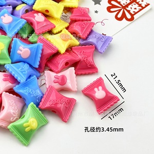 Perles fantaisie en acrylique tête de lapin color-blockées 21,5x17mm, couleurs assorties, pour accessoires de bijoux DIY, porte-clés et chaînes de téléphone - Product Image 1