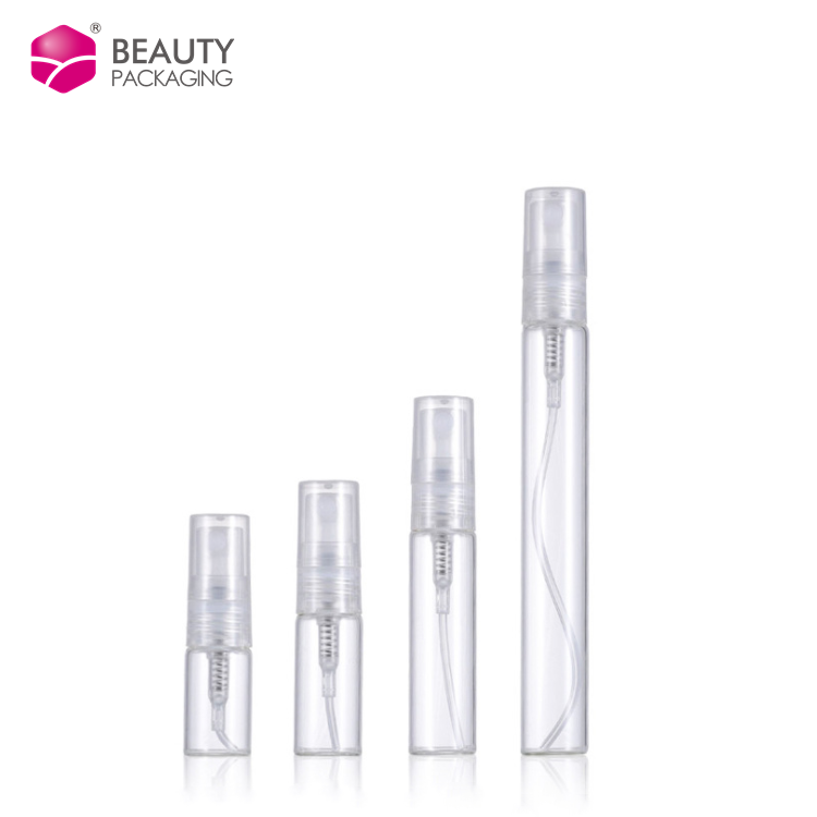 Portable small refillable perfume atomizer spray pump glass bottle 2ml 3ml 5ml 10ml tube with screw cap