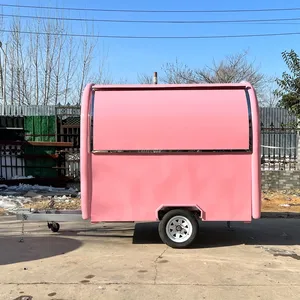 Equipo de Venta Ambulante de Comida, Remolque de Comida para Café, Carrito de Postres y Helados Rosa, Camión de Comida Móvil - Product Image 1