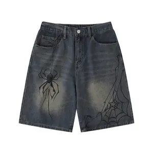 GDTEX calções jeans personalizados para homens, shorts jeans estampados com animais, shorts estampados em jeans