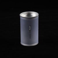 Boîte d'emballage cylindrique transparente en plastique dépoli pour éponge de maquillage, avec couvercles en fer blanc