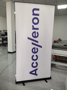 Nhiệm vụ nặng nề sắt cơ sở cuộn lên đứng Hệ thống di động quảng cáo đứng chỉ đen có thể thu vào biểu ngữ - Product Image 5