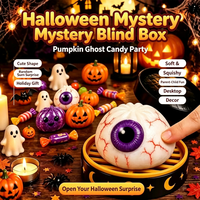 Jouet Squishy Halloween Boîte Mystère, Fidget Anti-stress à Presser avec Yeux de Fantôme Effrayants