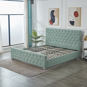 Cama Moderna King Size con Cabecera Tapizada en Terciopelo Verde, Estructura <span class=keywords><strong>de</strong></span> Madera Suave, Estilo Hotel - Product Image 5
