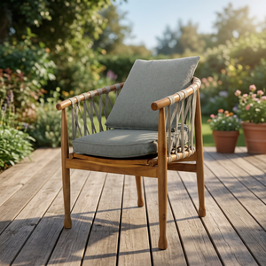 Modern Garden <b>Stacking</b> <b>Chair</b> with Plastic & Teak Wood Frame Natural Color Finish for Home Hotel Restaurant <b>Dining</b> Use - Product Image 1