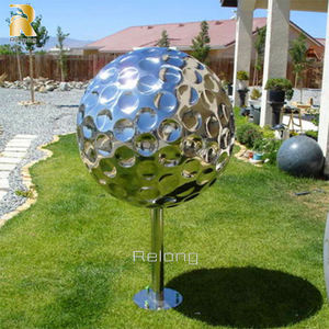 Escultura Moderna de Gran Tamaño para Exteriores, Estatua Abstracta de Pelota de Golf Grande de Acero Inoxidable - Product Image 3