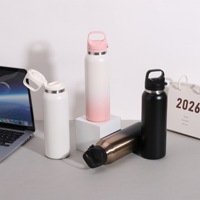 Bouteille d'eau réutilisable en acier inoxydable de qualité supérieure, à double paroi, isolée sous vide, avec couvercle à poignée, 20 oz, personnalisable avec logo, pour le sport, vente en gros