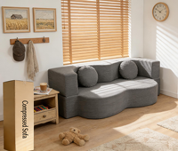 Canapé modulaire convertible moderne en velours rembourré, courbé en S, compressé et scellé sous vide, avec oreiller d'appoint à rembourrage rapide pour villa