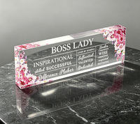 Plaque de bureau personnalisée en acrylique pour enseignant – Plaque nominative rectangulaire moderne personnalisée avec impression UV – Cadeau de mariage ou de mariage nuptial