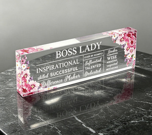 Plaque de bureau personnalisée en acrylique pour enseignant – Plaque nominative rectangulaire moderne personnalisée avec design imprimé UV - Product Image 4