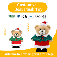 Ours en peluche de Noël debout avec écharpe, en coton PP brodé, anti-stress, vente en gros, ODM, OEM, logo personnalisé