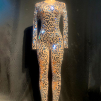 NOVANCE Robe miroir 2021 Nightclub Brillant Accrocheur Respirant Maille à Manches Longues Body Une Pièce Combinaisons Femmes