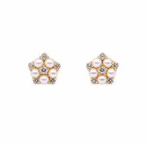 Boucles d'oreilles clous unisexes UM Jewelry en argent 925 plaqué or 18 carats avec perles d'eau douce et zircon blanc, idéales pour mariage, anniversaire, fête - Product Image 1