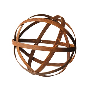 Adorno de esfera circular de anillo de jardín decorativo para exteriores de acero Corten para decoración de jardín - Product Image 1