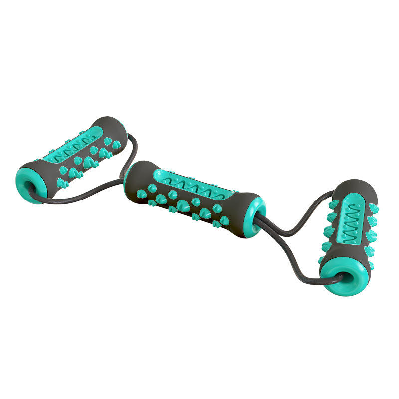 Brosse à dents pour chien trois os avec corde - coque noire