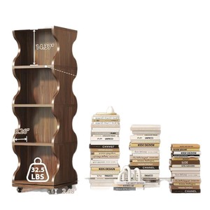 <b>Modern</b> minimalist wooden book <b>shelf</b> for home use, solid wood rotating book organizer. - Product Image 5