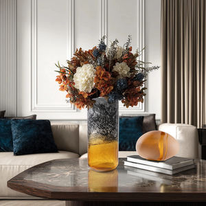 ETERNAL Modern Art Beautiful Table Deco <strong>Vase</strong> with Black and Amber Gradient, Handcrafted Decorative Glass <strong>Vase</strong> for Home - Product Image 1