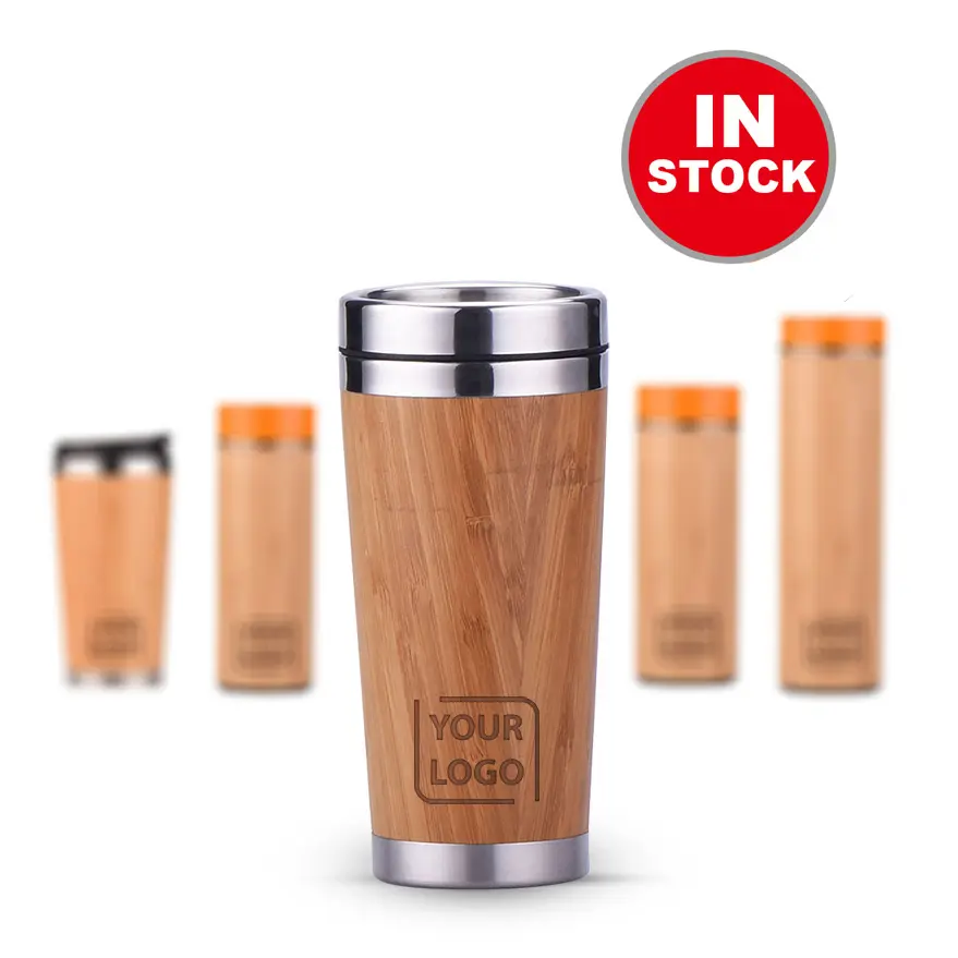 WB Wholesale Double Wall Custom Bamboo Coffee Cup with Lid Bamboo Reusable Custom Logo Printed Travel Coffee Cup with Logo